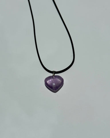 Amethyst Crystal Heart Necklace