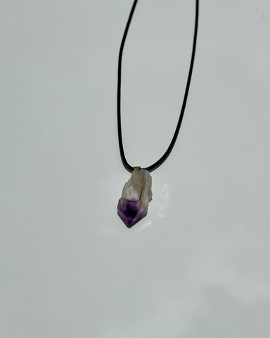 Raw Amethyst Point Crystal Necklace